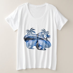 Sonnenseite und - Salud - Palmendekor Große Größe T-Shirt