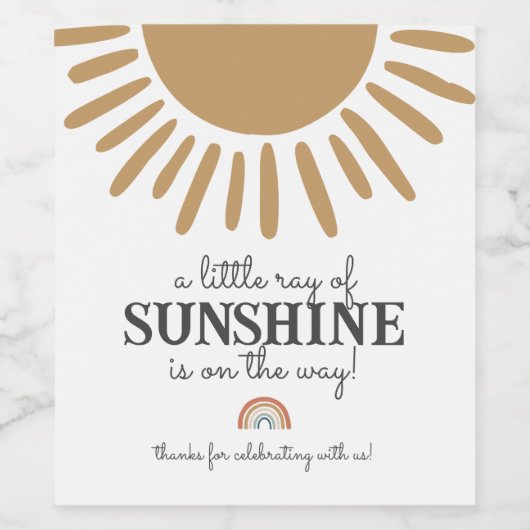 Sonnensetikett für Babydusche oder Geburtstag Weinetikett (Einzelnes Label)