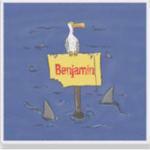 Sonnensevogel umkreist von Haifischen Cartoon Aufkleber (Vorderseite)