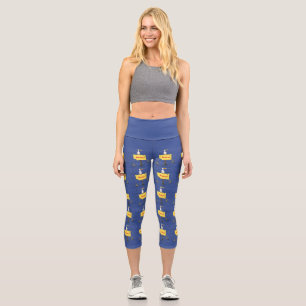Sonnensevogel umkreist von Haifischen Cartoon Capri Leggings