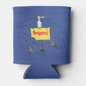 Sonnensevogel umkreist von Haifischen Cartoon Dosenkühler (Vorderseite)