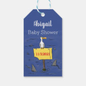 Sonnensevogel umkreist von Haifischen Cartoon Geschenkanhänger (Rückseite)