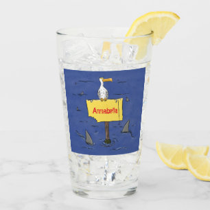 Sonnensevogel umkreist von Haifischen Cartoon Glas