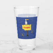 Sonnensevogel umkreist von Haifischen Cartoon Glas (Vorderseite)