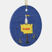 Sonnensevogel umkreist von Haifischen Cartoon Keramik Ornament (Rechts)