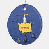 Sonnensevogel umkreist von Haifischen Cartoon Keramik Ornament (Links)