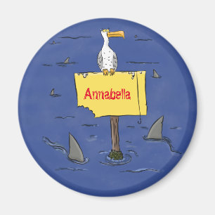 Sonnensevogel umkreist von Haifischen Cartoon Magnet