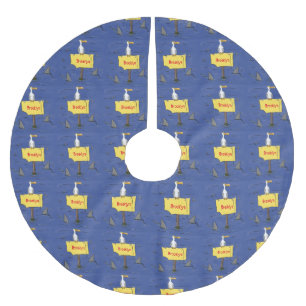 Sonnensevogel umkreist von Haifischen Cartoon Polyester Weihnachtsbaumdecke