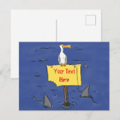 Sonnensevogel umkreist von Haifischen Cartoon Postkarte (Vorne/Hinten)