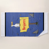 Sonnensevogel umkreist von Haifischen Cartoon Strandtuch (Vorderseite)