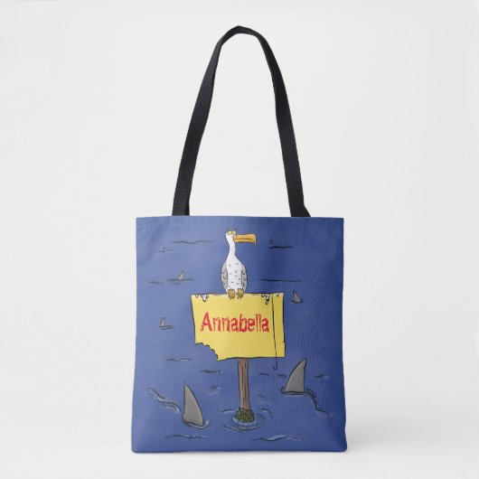 Sonnensevogel umkreist von Haifischen Cartoon Tasche (Vorderseite)