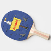 Sonnensevogel umkreist von Haifischen Cartoon Tischtennis Schläger (Seitenansicht)