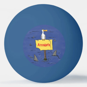 Sonnensevogel umkreist von Haifischen Cartoon Tischtennisball