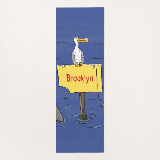 Sonnensevogel umkreist von Haifischen Cartoon Yogamatte (Rückseite)