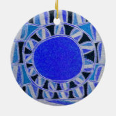 SONNENSOLARENERGIE-MONOGRAM Blau Schwarz-weiß Keramik Ornament (Hinten)