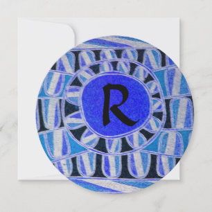 SONNENSOLARENERGIEKREISMONOGRAM, Blauschwarz Einladung