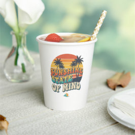 Sonnenstaat Sommer Tasse, Retro Strand Kaffeetasse Pappbecher