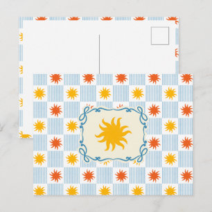 Sonnenstrahl gestreifte Schachbrett-Postkarte Postkarte