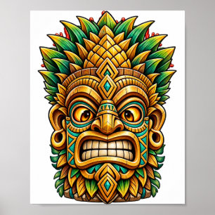 Sonnenstrahl-Hibiskus-Tiki-Plakat Poster