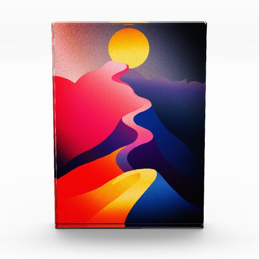 Sonnenstrahl - Lebhafter Abstrakter Berg Fotoblock (Vorderseite)