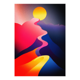 Sonnenstrahl - Lebhafter Abstrakter Berg Fotodruck