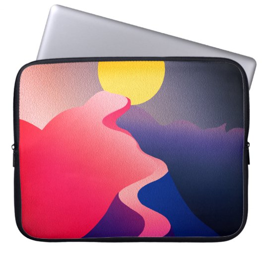 Sonnenstrahl - Lebhafter Abstrakter Berg Laptopschutzhülle (Vorderseite)