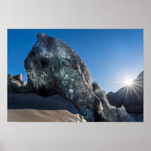 Sonnenstrahl und Eis, Island Poster