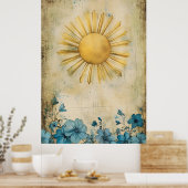 Sonnenstrahl-Wanddekoration.  Poster (Küche)