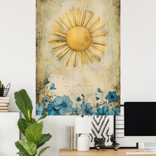 Sonnenstrahl-Wanddekoration.  Poster (Heimbüro)