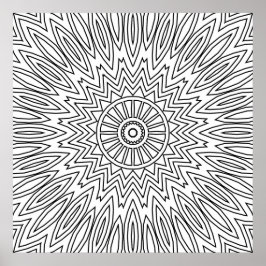 Sonnenstrahl-Zickzack-Mandala mit geschichtetem Li Poster
