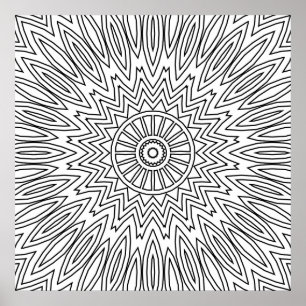 Sonnenstrahl-Zickzack-Mandala mit geschichtetem Li Poster