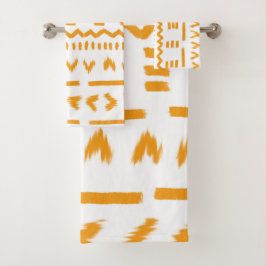 Sonnenstrahlen afrikanisches Muster in Weiß Badhandtuch Set