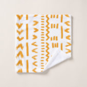 Sonnenstrahlen afrikanisches Muster in Weiß Badhandtuch Set (Waschlappen)