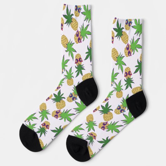 Sonnenstrahlen Ananas Grafisches Muster Socken (Linkes Detail)