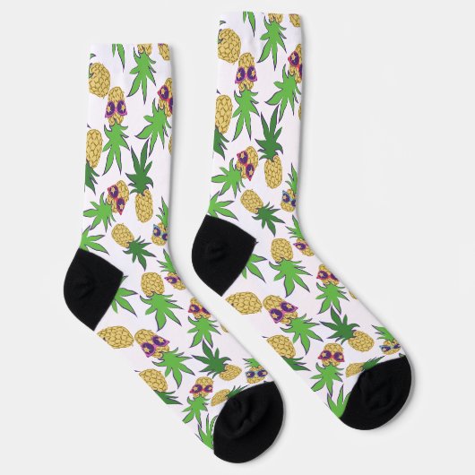 Sonnenstrahlen Ananas Grafisches Muster Socken (Rechts)