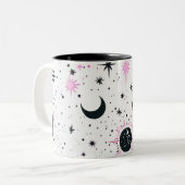 Sonnenstrahlen aus schwarzem und rosa Himmelskörpe Zweifarbige Tasse (Vorderseite Links)