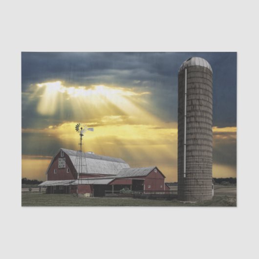 Sonnenstrahlen, die nach einem Sturm auf roten Bar Seidenpapier (Vorderseite)