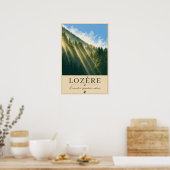 Sonnenstrahlen durch den Bergwald Poster (Küche)