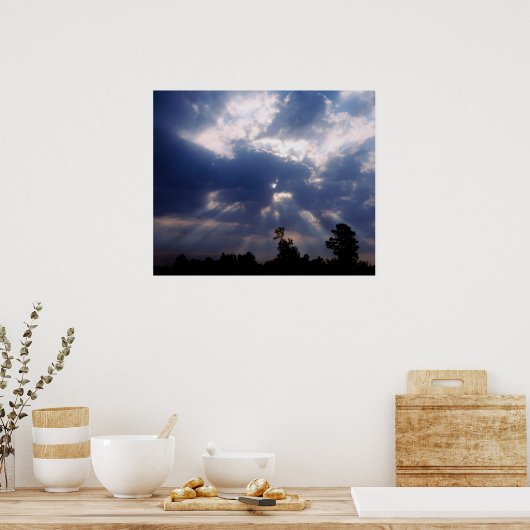 Sonnenstrahlen durch Wolken Poster (Küche)