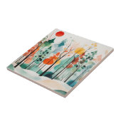 Sonnenstrahlen im Herbst Abstrakter Wasserfarbenwa Fliese (Seite)