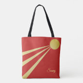 Sonnenstrahlen in Rot Tasche (Rückseite)