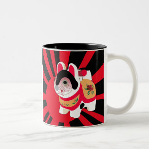 Sonnenstrahlen kawaii Cartoon kitty japanese Lucky Zweifarbige Tasse
