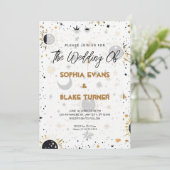 Sonnenstrahlen mit Schwarz und Gold Hochzeit Einladung (Stehend Vorderseite)