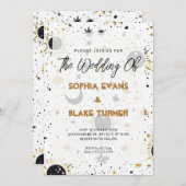 Sonnenstrahlen mit Schwarz und Gold Hochzeit Einladung (Vorne/Hinten)