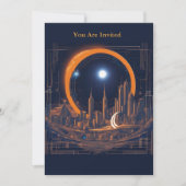 Sonnenstrahlen Party ganz individuell Stadtbild an Einladung (Vorderseite)