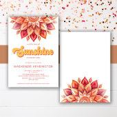 Sonnenstrahlen Pink Yellow Retro Boho Babydusche Einladung