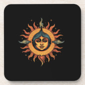 Sonnenstrahlen, Retrosonne, Sonne mit Mädchen Gesi Getränkeuntersetzer (Vorderseite)