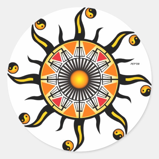 Sonnenstrahlen Runder Aufkleber (Vorderseite)