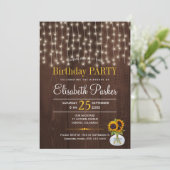 Sonnenstrahlen Sonnenstrahlen rustikale Geburtstag Einladung (Stehend Vorderseite)