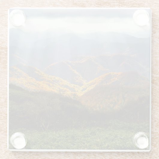 Sonnenstrahlen über den Shirakami-Sanchi-Bergen Glasuntersetzer (Rückseite)